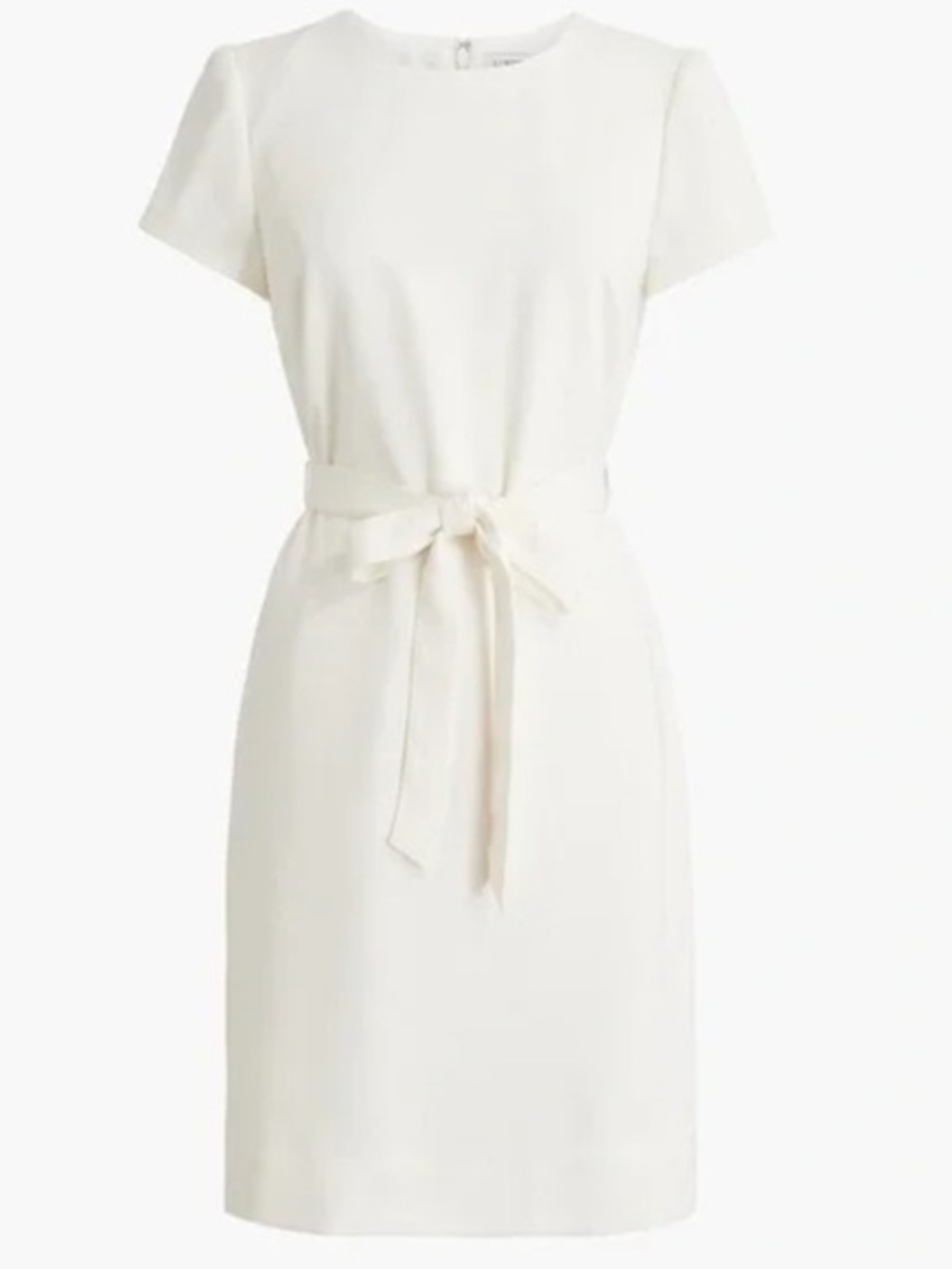 J. Crew | Ivory Tie-Waist Belted Suiting Dress
